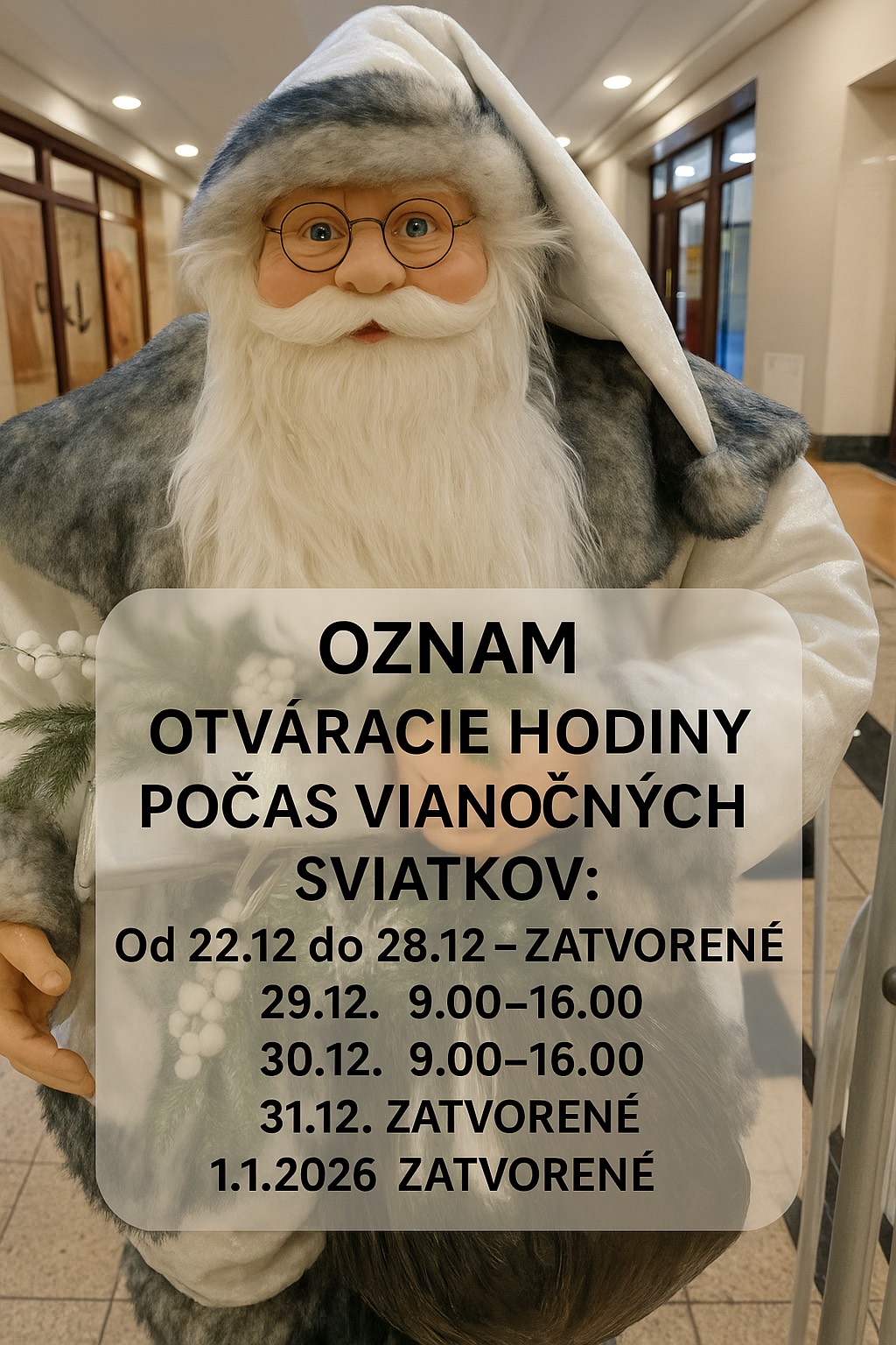Otváracie hodiny počas Vianoc